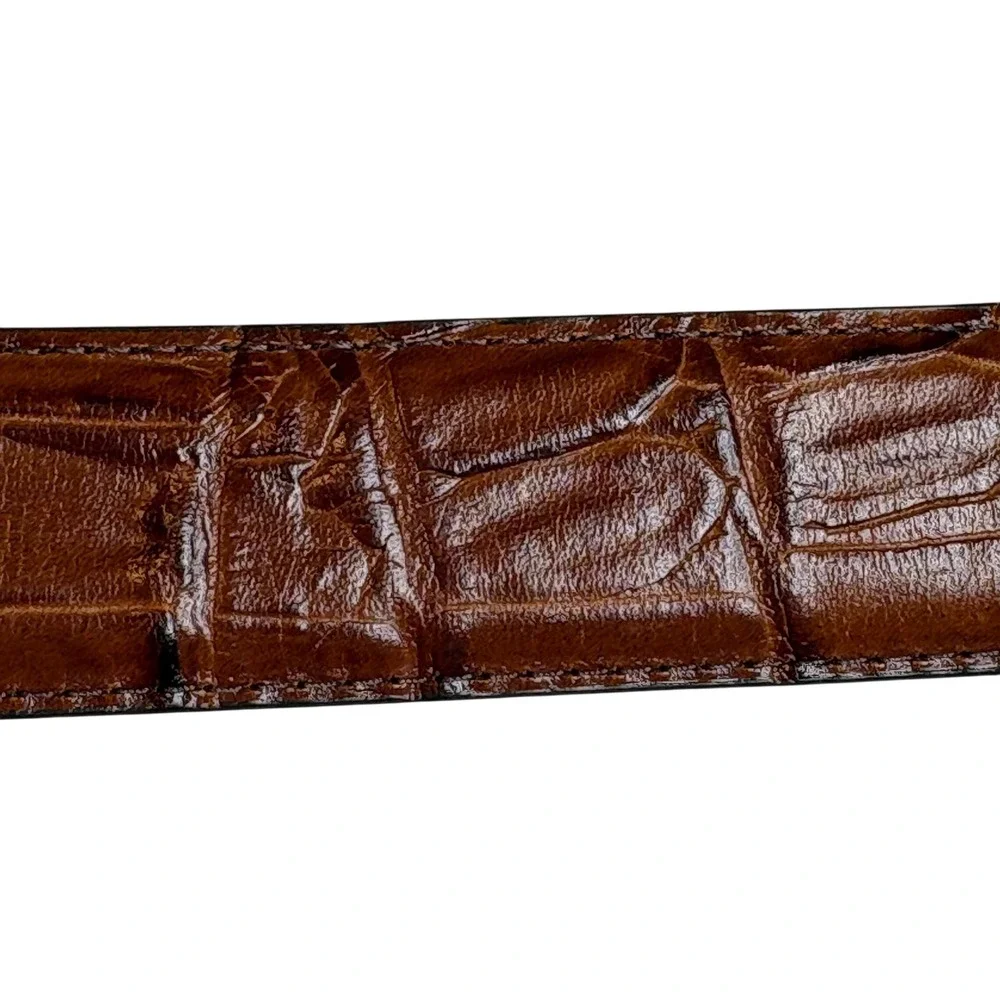 Vintage Brighton ONYX Men's‎ Size 40 Brown Croc Embossed Leather Belt USA Made